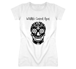 Wildlife Control Agent Skull Design Cool Ladies T Shirt