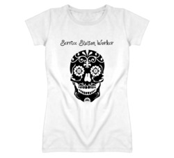 Service Station Worker Skull Design Cool Ladies T Shirt