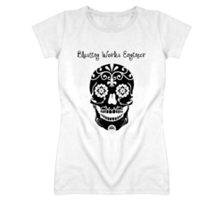 Blasting Works Engineer Skull Design Cool Ladies T Shirt