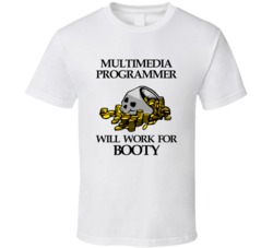 Pirate Multimedia Programmer Work For Booty Occupation T Shirt
