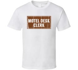 Motel Desk Clerk Vintage Look Distressed Wood Texture T Shirt