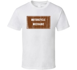 Motorcycle Mechanic Vintage Look Distressed Wood Texture T Shirt