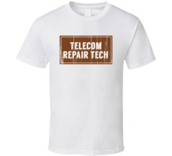 Telecom Repair Tech Vintage Look Distressed Wood Texture T Shirt