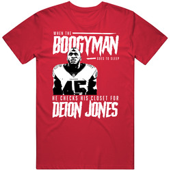 Boogyman Sleeps He Checks For Deion Jones Football T Shirt