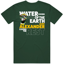 Jaire Alexander Green Bay Water Covers 70 Percent Earth Football T Shi