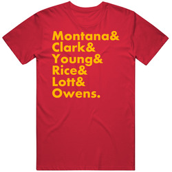 Montana Clark Young Rice Lott Owens San Francsico Legends T Shirt
