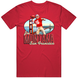 Joe Montana Post Card San Francisco Football T Shirt