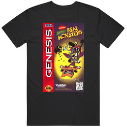 Aaahh Real Monsters Sega Genesis Retro Video Game Cover Fan T Shirt