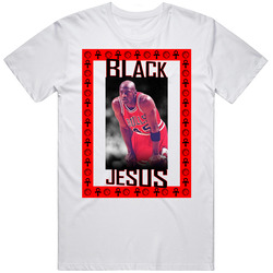 Michael Jordan Black Jesus Ornate Chicago Basketball Legend Fan T Shir