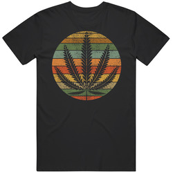 Cannabis Marijuana Silhouette Smoking Pot Horizon Style Grunge Look T 