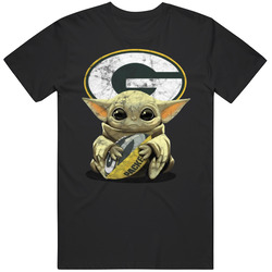 Baby Yoda Green Bay Football Fan Worn Look T Shirt