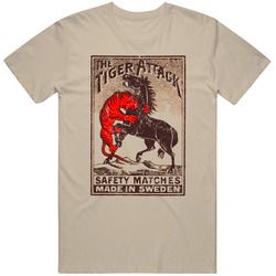 The Tiger Attack Safety Matches Sweden Distressed Logo T Shirt