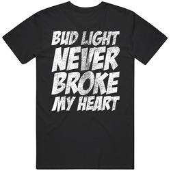 Bud Light Never Broke My Heart Worn Look T Shirt