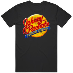 Johnny Rockers The Original Hamburger Resteraunt Logo Distressed T Shi