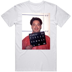 Robert Downey Jr Famous Mug Shot Photo Funny T Shirt