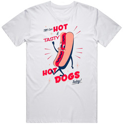 Try Our Hot And Tasty Hot Dogs Today Funny Vintage Retro T Shirt