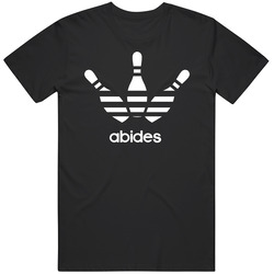 Abides Company Logo Parody Bowling Pin T Shirt