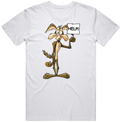 Wile E Coyote Cartoon Help Sign Tv Show Fan T Shirt