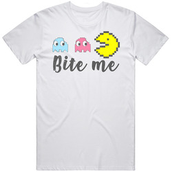 Bite Me Funny Pac Man Grunge Vintage T Shirt