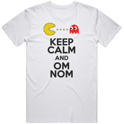 Keep Calm And On Nom Pack Man Funny Arcade Game Gamer T Shirt