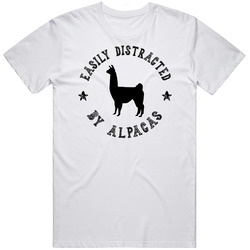Easily Distracted By Alpacas Funny Animal T Shirt