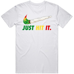 Just Hit It Nike Parody Cannabis Weed Joint Doobie Stoner T Shirt