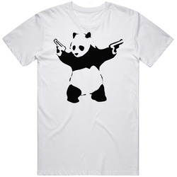 Panda With Guns Banksy Street Art Graffiti Painting  Fan T Shirt