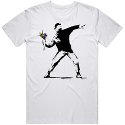 Rage Flower Thrower Banksy Street Art Graffiti Painting  Fan T Shirt