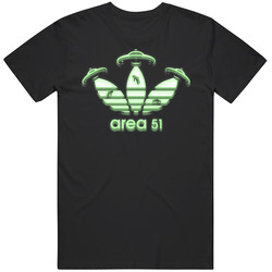 Storm Area 51 Adidas 3 Stripe Parody Funny Ufo T Shirt