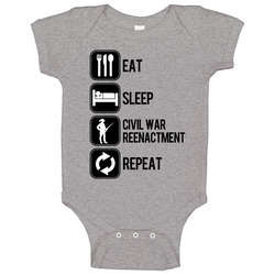 Eat Sleep Civil War Reenactment Repeat Sport Silhouette Baby One Piece