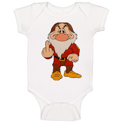 Grumpy Dwarf Middle Finger Funny Cartoon Baby One Piece