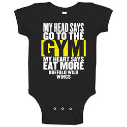 My Heart Says Eat More Buffalo Wild Wings Funny Food Gym Baby One Piec