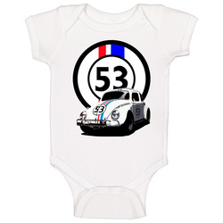 Herbie The Love Bug Movie Number 53 Plate Baby One Piece