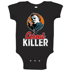 Michael Myers Cereal Killer Funny Halloween Costume Worn Look Baby One