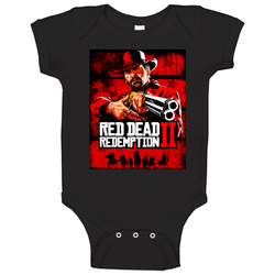 Red Dead Redemption 2 Video Game Cover Distressed Look Baby One Piece