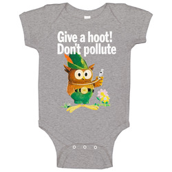 Give A Hoot Dont Pollute Vintage Retro Baby One Piece