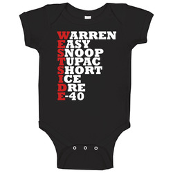 Westside Rappers Acrostic Name List California Music Fan Baby One Piec