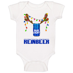 Bud Light Reinbeer Funny Beer Lager Fan Christmas Baby One Piece