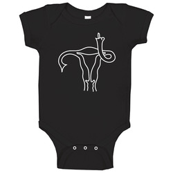 Uterus Flipping Off Female Reproductive Rights Supporter Baby One Piec
