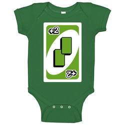 Draw Two 2 Green Uno Card Game Fan Halloween Fancy Dress Baby One Piec