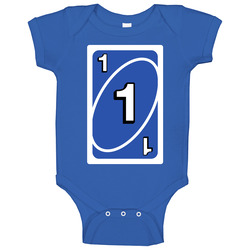 One 1 Blue Uno Card Game Fan Halloween Fancy Dress Baby One Piece