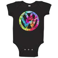 Peace Sign Volkswagen Logo Mashup Hippie Road Trip  Style Baby One Pie