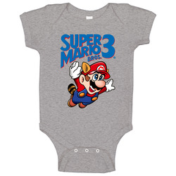 Nintendo NES Super Mario Bros 3 Retro 90s Video Game Cover Baby One Pi