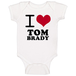 Tom Brady I Heart Love Football Sports New England Baby One Piece