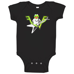 Kermit The Frog Playing The Guitar Weezer Logo Baby One Piece