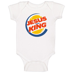 Jesus Is My King Burger King Logo Parody Baby One Piece