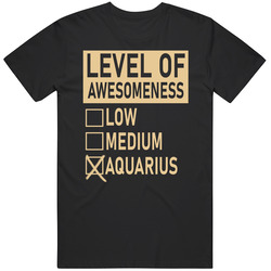 Level Of Awesome Low Medium Aquarius Zodiac Sign T Shirt