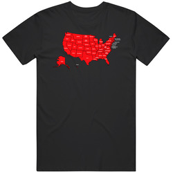 United States All Red Republican Map T Shirt