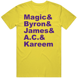 Magic Johnson & Byron Scott & James Worthy & Ac Green &amp