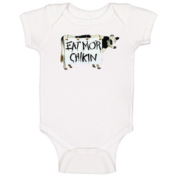 Chick Fil A Cow Eat Mor Chickin Funny Fast Food Mascot Baby One Piece